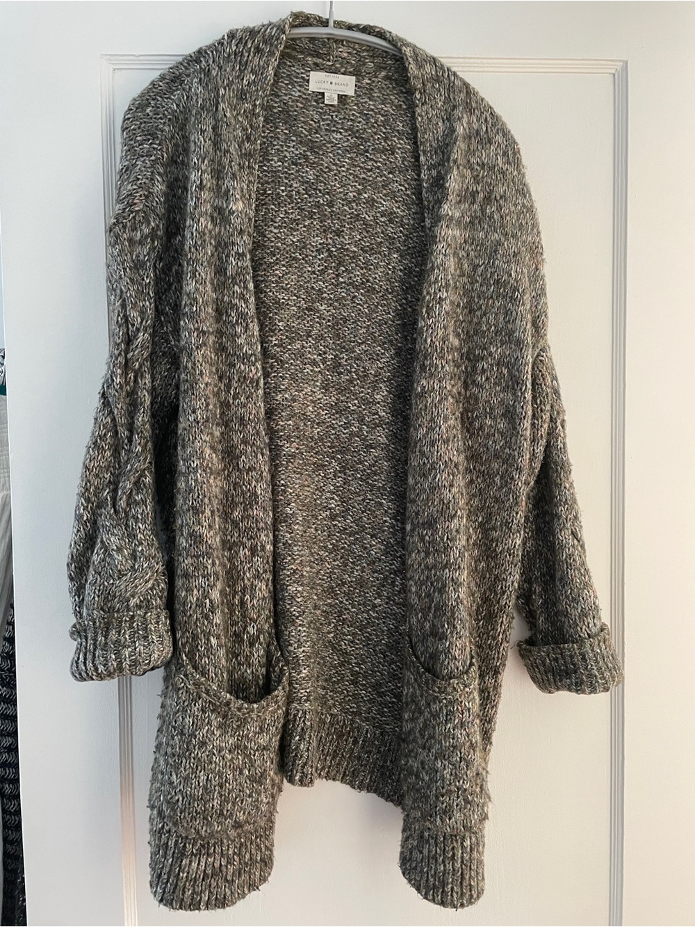 Lucky Brand Marled Gray Open-Front Cardigan